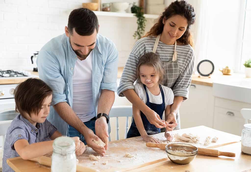 family cooking together 